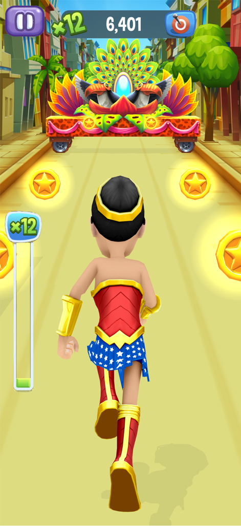 Angry Gran Run - Running Game - Angry Gran in a superhero costume running and collecting coins in a city street