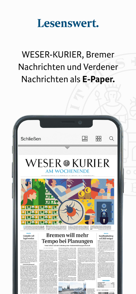 WESER-KURIER E-Paper - Édition numérique du journal WESER-KURIER présentée sur un appareil mobile