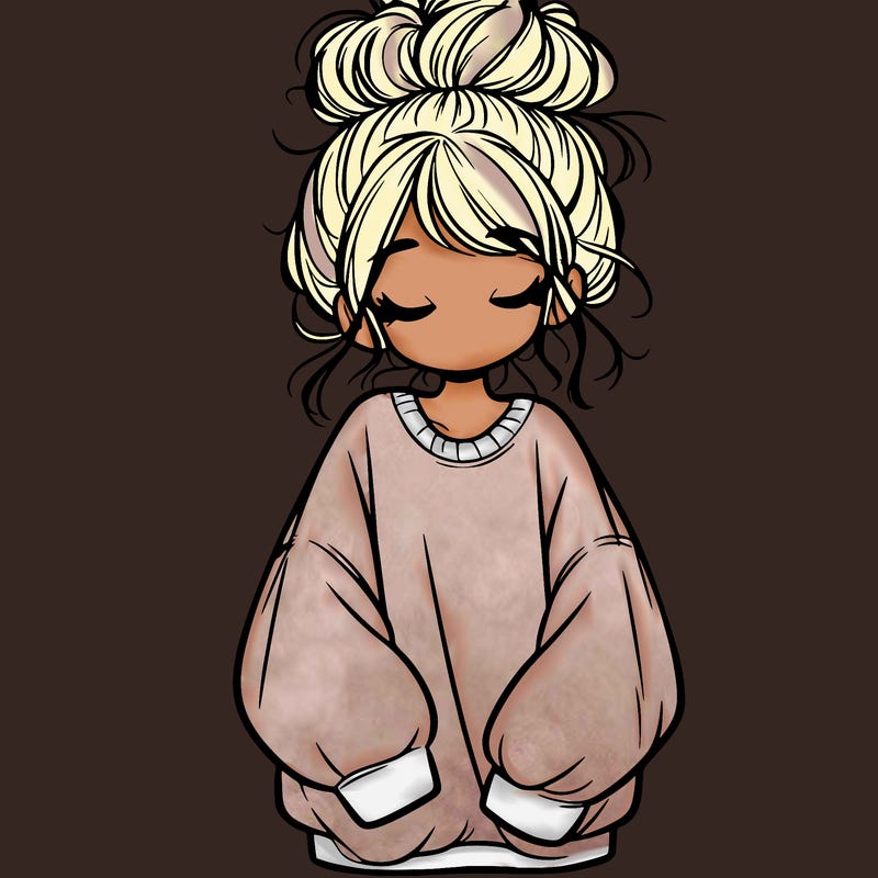 girl with baggy sweatshirt and messy bun