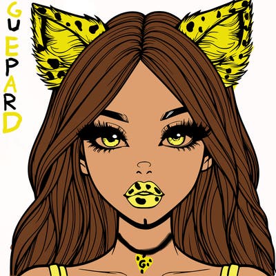 realistic girl with fox ears and realistic lips