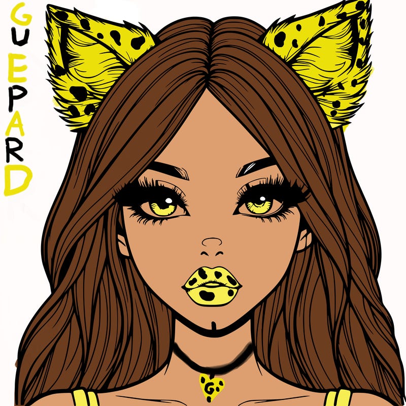 realistic girl with fox ears and realistic lips