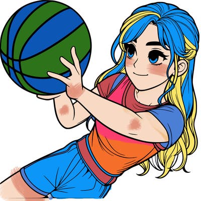 realistic girl playing basketball