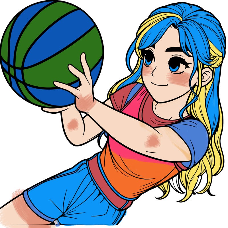 realistic girl playing basketball