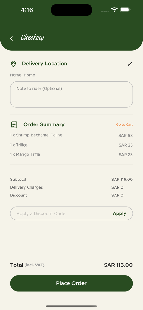 Prep'd - Prepd app checkout screen showing order summary and place order button