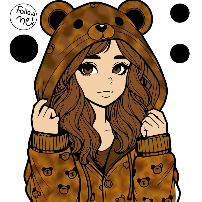 realistic girl in a animal pjs hoodie