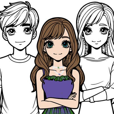 two realistic girls with two realistic boys