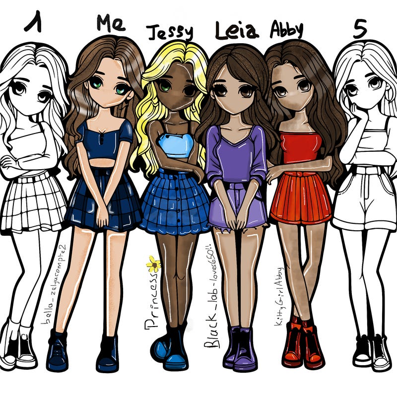 a group of girls realistic