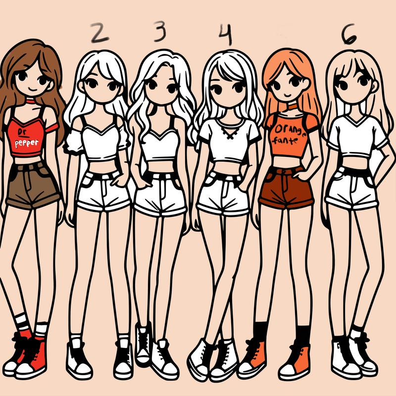 a group of girls wearing crop tops and shorts