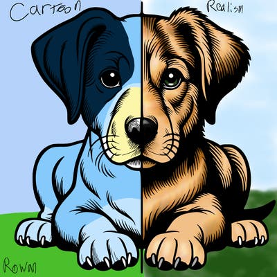 realistic dog split picture