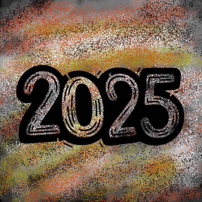 one line scrawled numbers sketch design “2025”