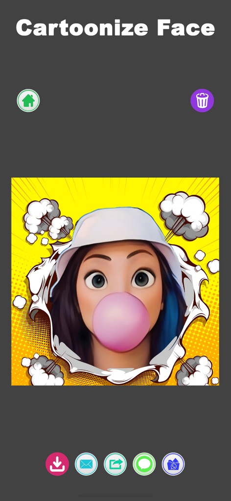 AI Cartoon Photo Maker Zoocy - AI generated cartoon portrait in comic book style with yellow background