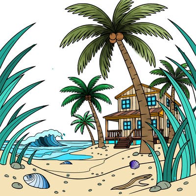 beach details with beach house