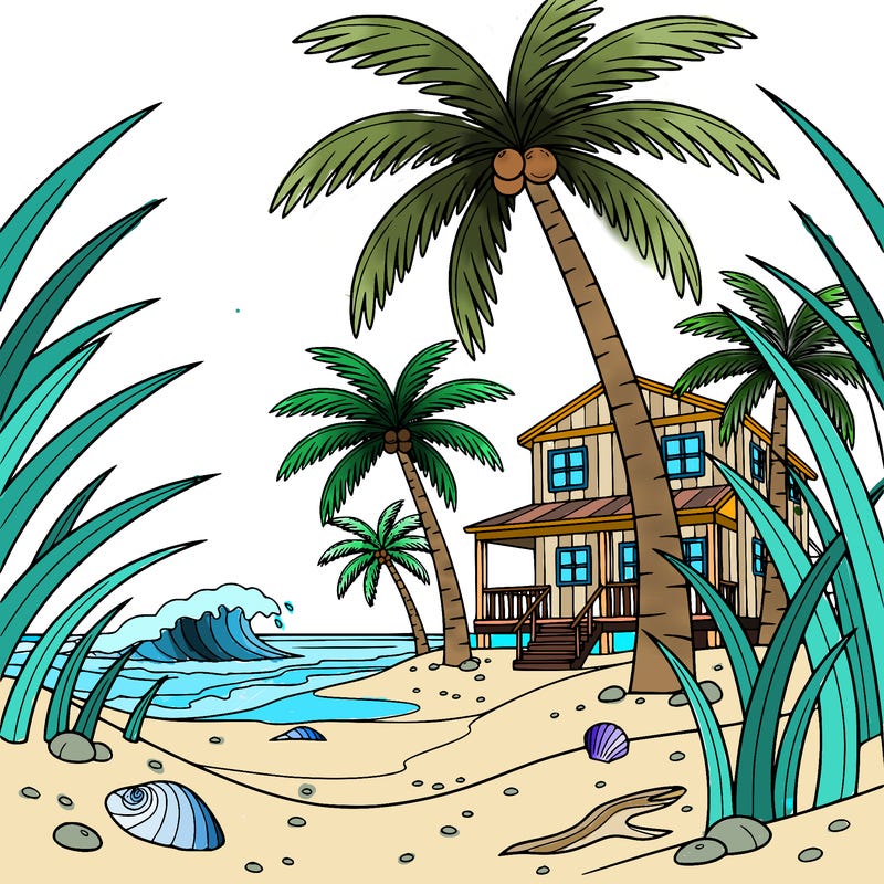 beach details with beach house