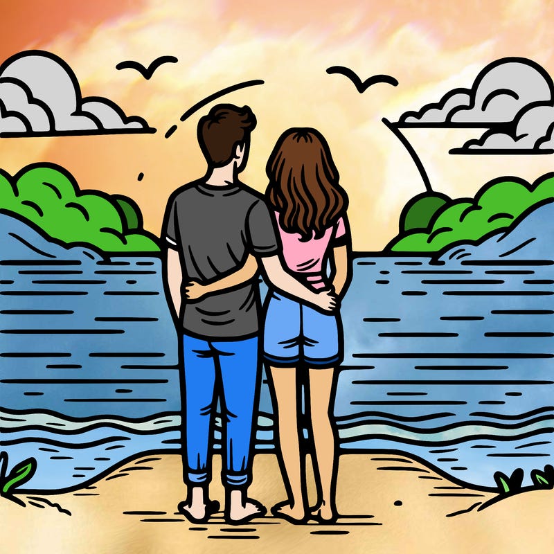 couple sunset on the beach