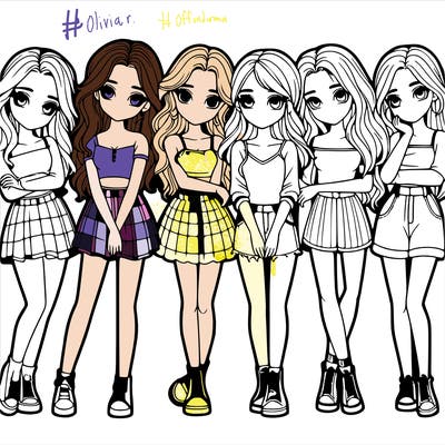 a group of girls realistic