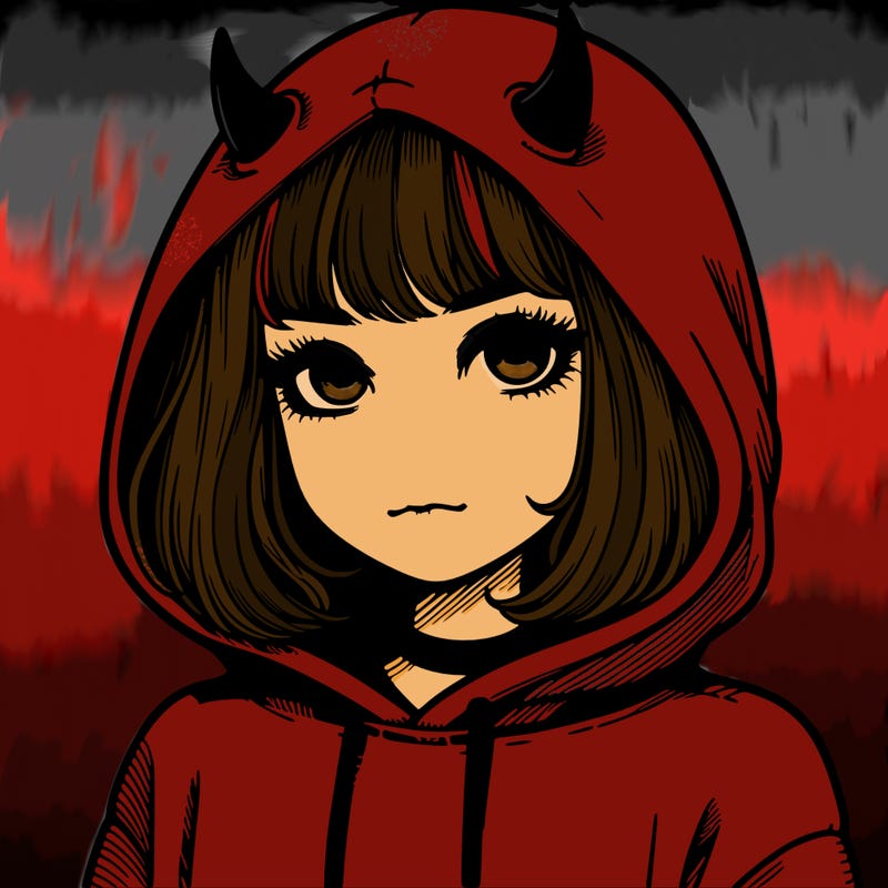 realistic girl with devil hoodie