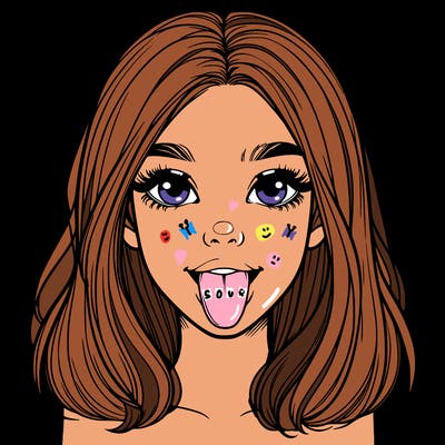 realistic girl with her tongue out