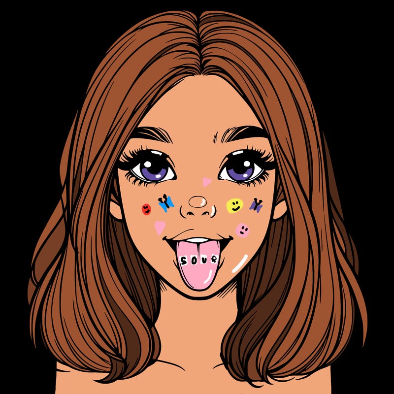 realistic girl with her tongue out