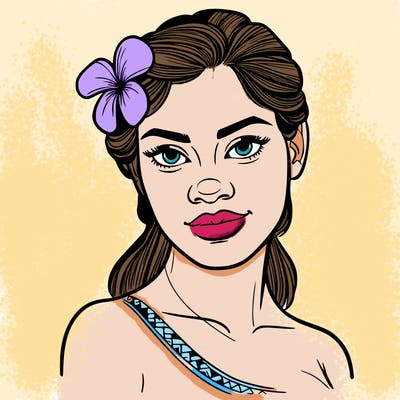 a realistic polynesian woman with a samoan pacific look and a taupou
