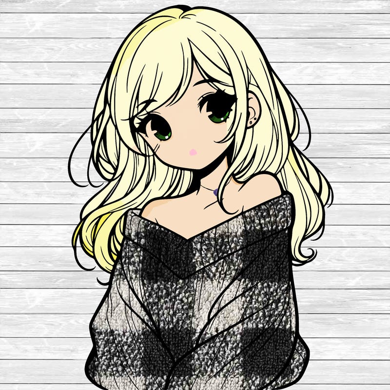shy pretty girl wearing a sweater that is falling off one shoulder portrait