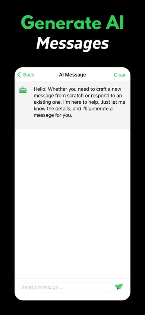 Interfaz de la aplicación Messenger para WhatsApp Duo que muestra la función del generador de mensajes con IA para redactar y responder a chats.