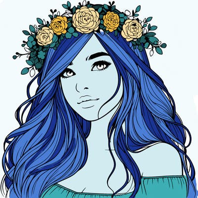 realistic girl with flower crown