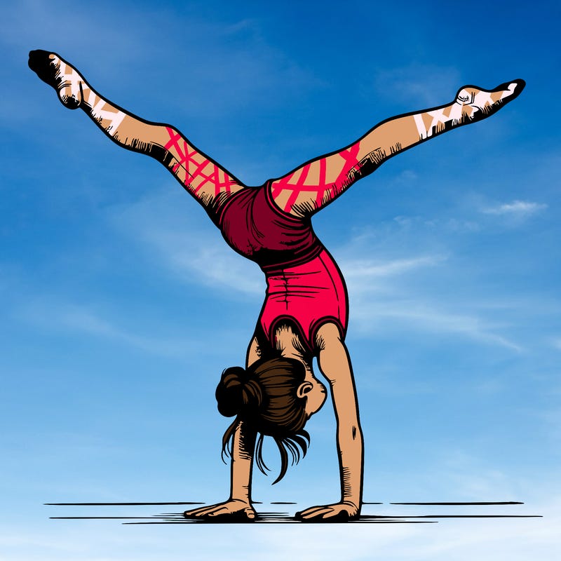 realistic gymnastic hand stand girl in four splits
