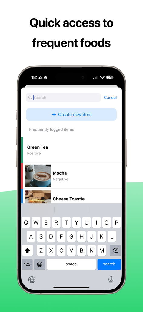 Simple Food Tracker - Simple Food Tracker app showing quick access to frequent foods and meal ratings