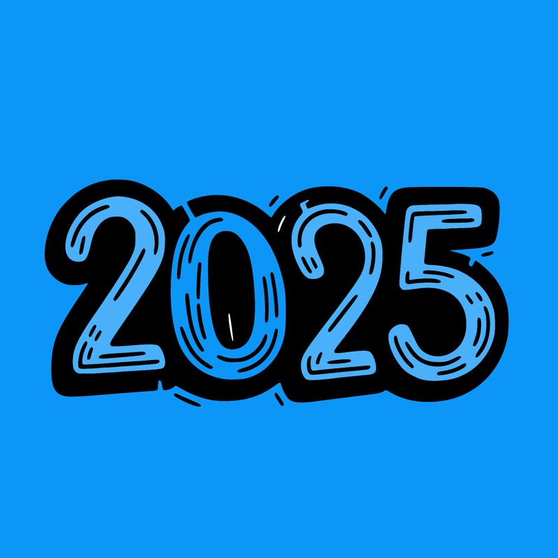 one line scrawled numbers sketch design “2025”