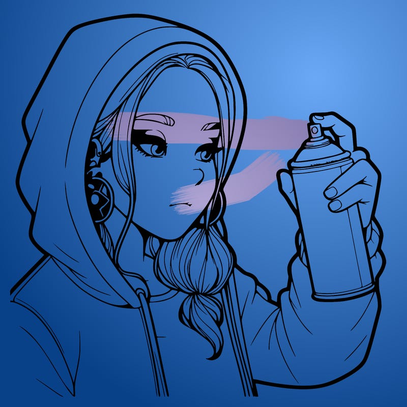 a realistic girl, spray painting