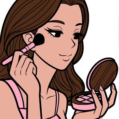 little girl putting on makeup