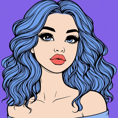 realistic girl with wavy hair and lips