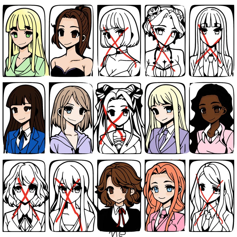 girls that look diffrent anime