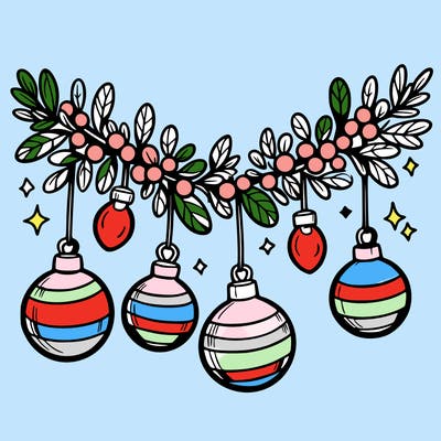 christmas garland with big bulbs