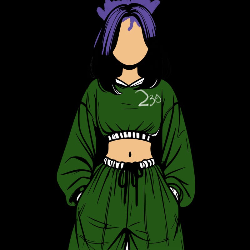 realistic girl faceless with baggy pants and a crop top