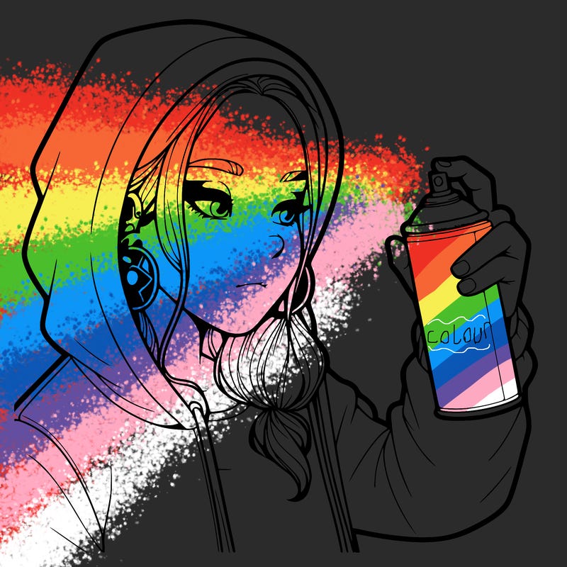 a realistic girl, spray painting