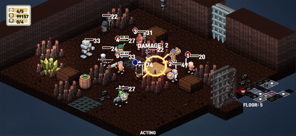 SFD : ROGUE TRPG - Combate táctico por turnos en una mazmorra de arte de píxeles isométrico con aventureros y monstruos