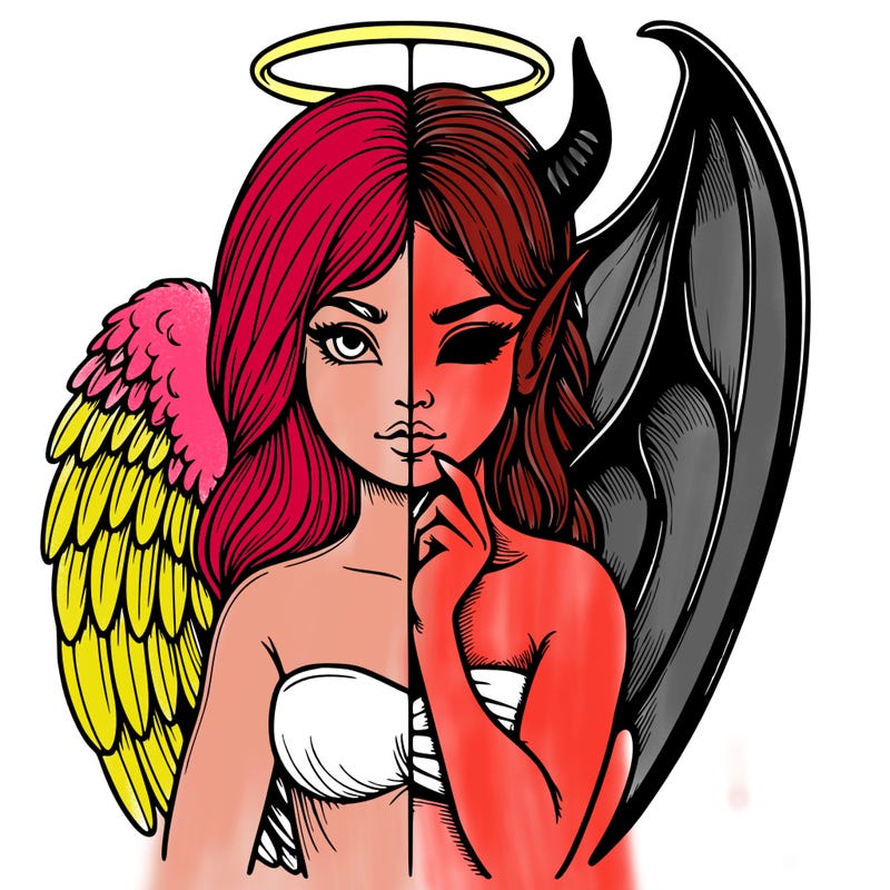 realistic angel half demon