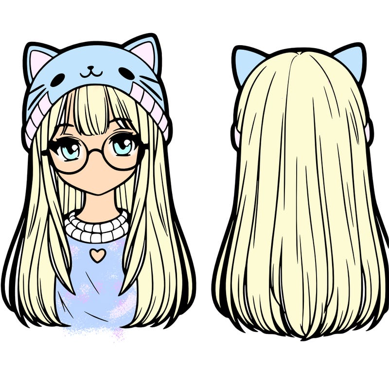 girl with straight hair and glasses and a cat hat