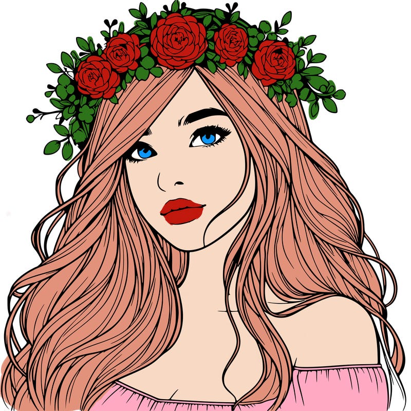 realistic girl with flower crown