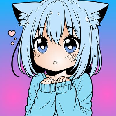 shy anime catgirl