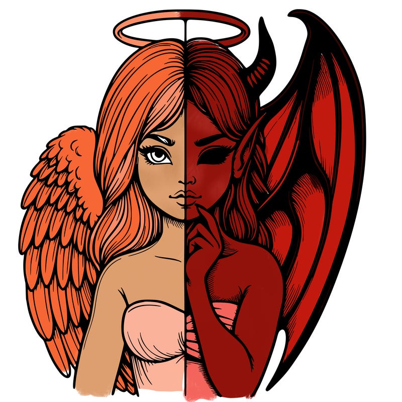 realistic angel half demon