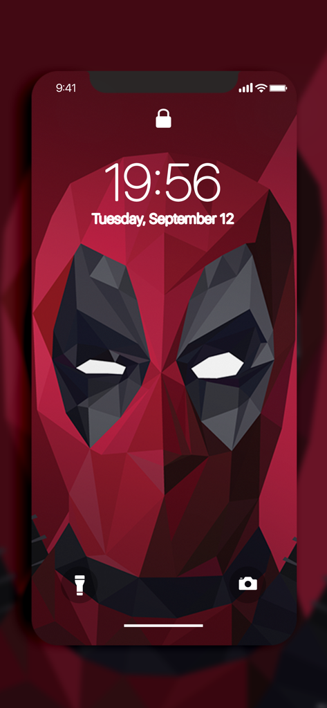 Geometric Deadpool superhero wallpaper for iPhone lock screen