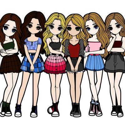 a group of girls realistic