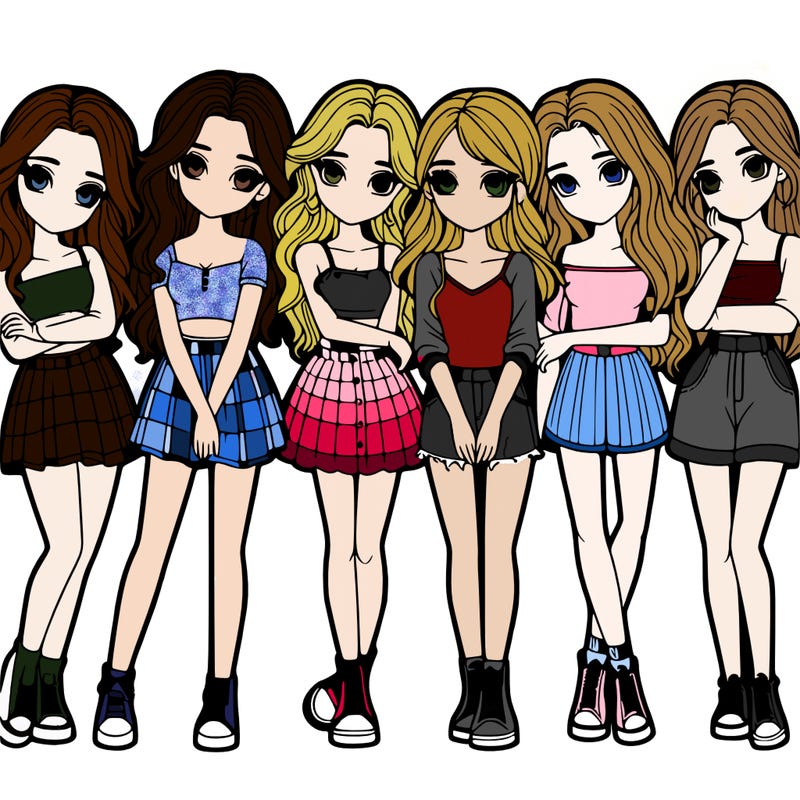 a group of girls realistic