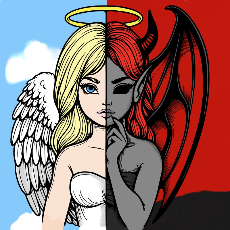 realistic angel half demon