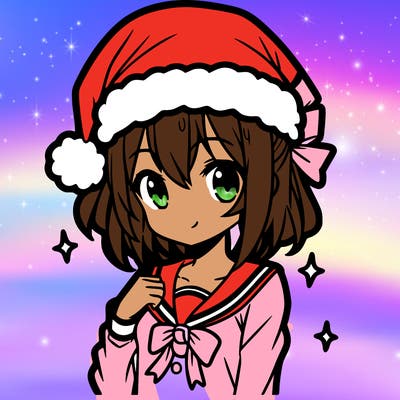 anime girl wearing a santa hat