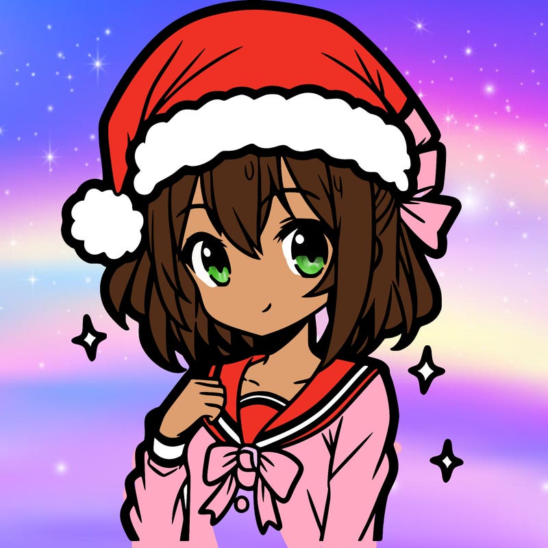 anime girl wearing a santa hat