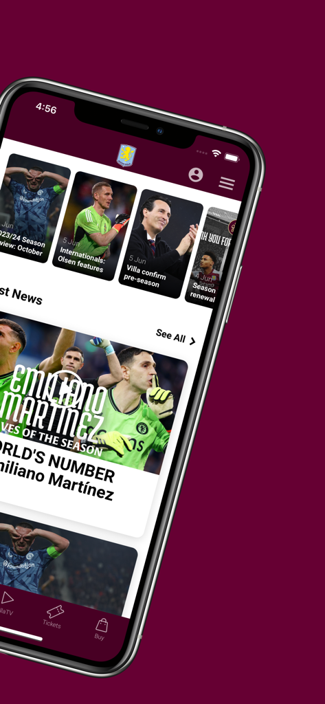 Aston Villa FC - 최신 뉴스 피드와 선수 콘텐츠를 보여주는 공식 애스턴 빌라 FC 모바일 앱