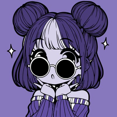manga girl with hairbuns and sun shape sunglasses